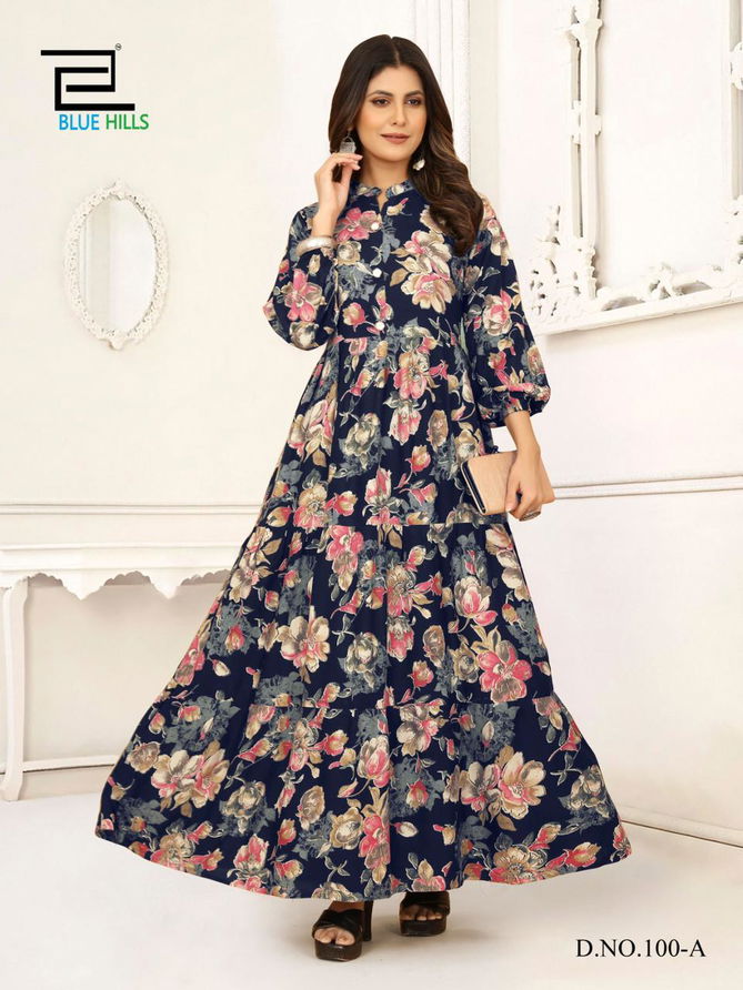 Ameesha By Blue Hills Rayon Printed Gown Catalog